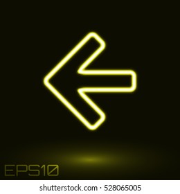 Neon Yellow Arrow. Vector Illustration