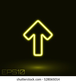 Neon Yellow Arrow. Vector Illustration