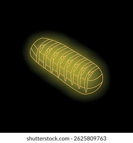 Neon yellow bread loaf glowing on a dark background, perfect for bakery and food related designs