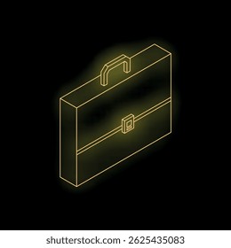Neon yellow briefcase symbolizing business, finance, and professionalism on a dark background