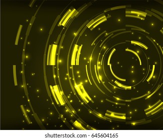 Neon yellow circles vector abstract pattern background