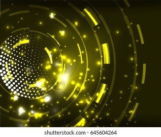 Neon yellow circles vector abstract pattern background