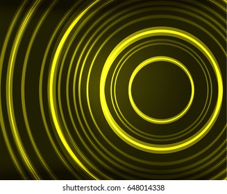 Neon yellow circles vector abstract pattern background