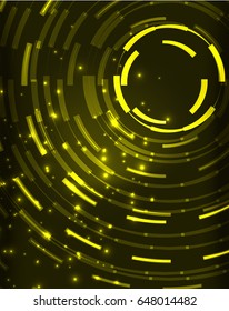 Neon yellow circles vector abstract pattern background