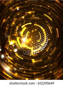 Neon yellow circles vector abstract pattern background