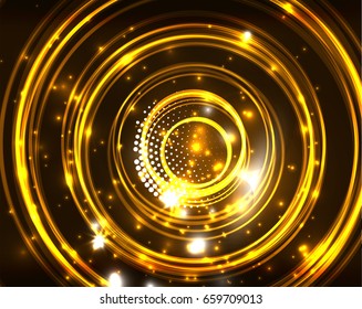 Neon yellow circles vector abstract pattern background