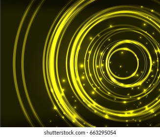 Neon yellow circles vector abstract pattern background