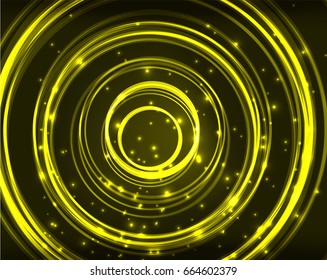 Neon yellow circles vector abstract pattern background