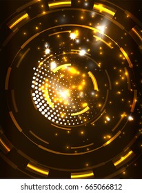 Neon yellow circles vector abstract pattern background