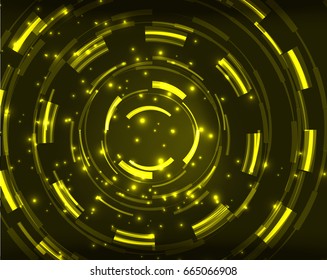 Neon yellow circles vector abstract pattern background