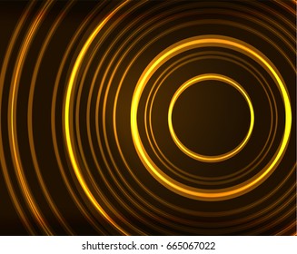Neon yellow circles vector abstract pattern background