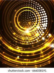 Neon yellow circles vector abstract pattern background