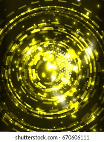 Neon yellow circles vector abstract pattern background