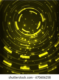 Neon yellow circles vector abstract pattern background