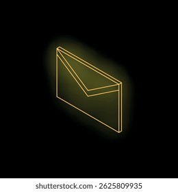Neon yellow email envelope glowing on a black background representing online communication