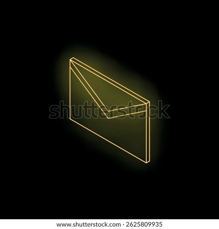 Neon yellow email envelope glowing on a black background representing online communication