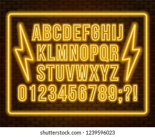 Neon yellow font. Bright capital letters with numbers on a dark background.