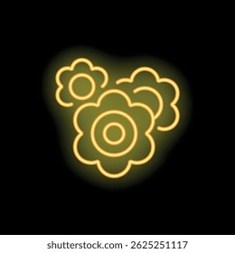 Neon yellow gears turning on a black background, perfect for representing concepts like teamwork and industry