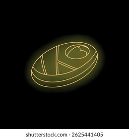 Neon yellow glowing baby moses basket radiating a soft light on a black background, perfect for projects related to childcare, religion, or baby products