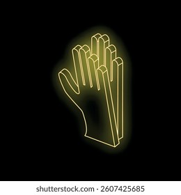 Neon yellow glowing hands clapping together on a black background