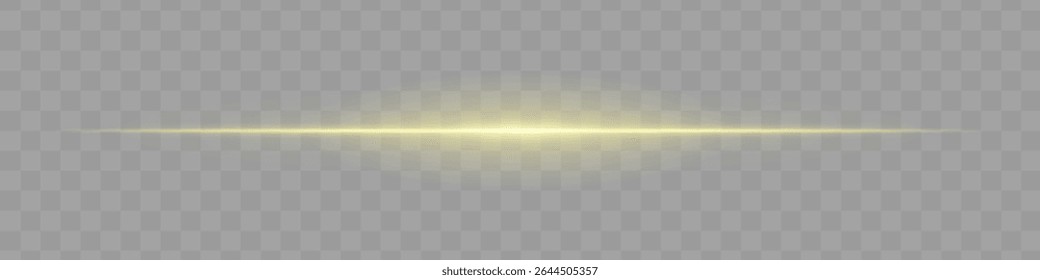 Neon yellow horizontal light beam with soft edges and glowing aura on transparent background. A sleek energy pulse perfect for sci-fi UIs, HUDs, or digital light transitions.