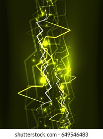 Neon yellow lightning vector background template