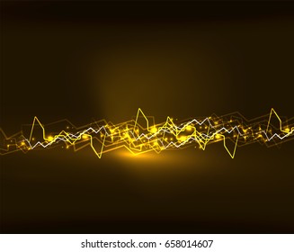 Neon yellow lightning vector background template