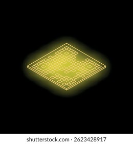 Neon yellow microchip illuminating innovation in computer science and representing cutting edge technology