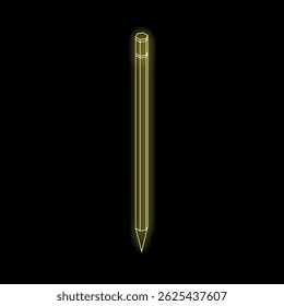 Neon yellow pencil glowing on a black background, representing creativity, inspiration, and innovative thinking