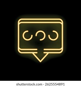 Neon yellow speech bubble showing loading status with rotating circles animation