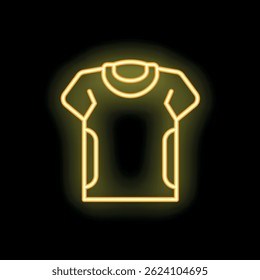 Neon yellow t shirt is glowing on a black background