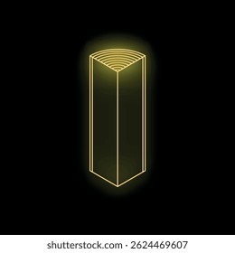 Neon yellow triangular prism glowing on dark background representing abstract concepts