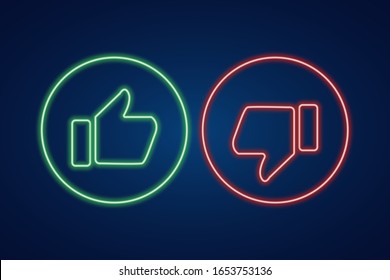 neon yes no icon thumb up down vector
