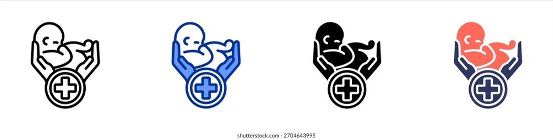 Neonatologist icon set multiple style collection