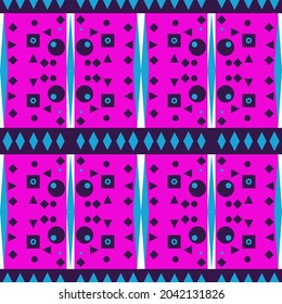neon-colored tribal vector seamless pattern