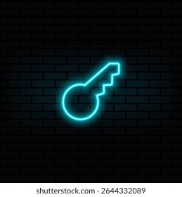 neon,house key vector silhouette icons. neon style.Line wrench icon. Slim line design. Vector icon.