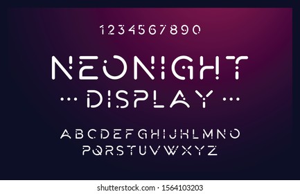 Neonight: Neon rounded uppercase design. Modern typography vector illustration. Typeface display.