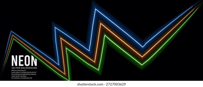 neonlit vector background with colorful zigzag pattern