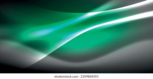 Neon-lit waves surge across background, mesmerizing dance of luminescence and motion. Dynamic backdrop captures essence of energy and modern aesthetics