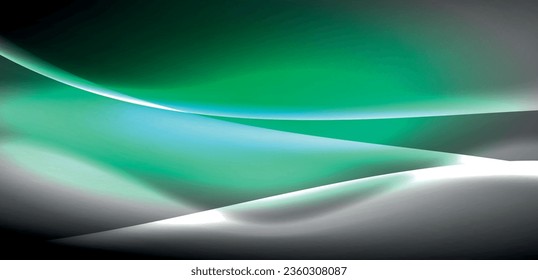Neon-lit waves surge across background, mesmerizing dance of luminescence and motion. Dynamic backdrop captures essence of energy and modern aesthetics