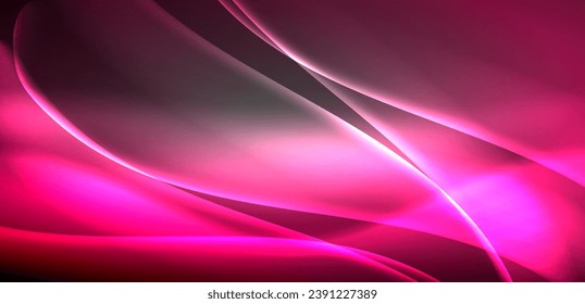 Neon-lit waves surge across background, mesmerizing dance of luminescence and motion. Dynamic backdrop captures essence of energy and modern aesthetics