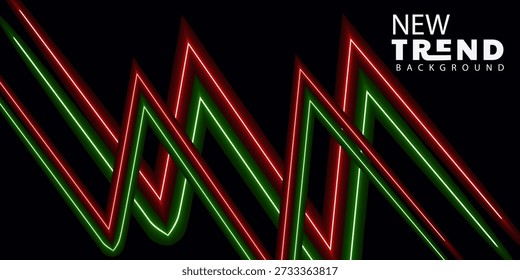 neonlit zigzag pattern background with red and green lines