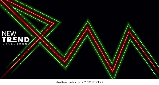 neonlit zigzag pattern with red and green lines on dark background