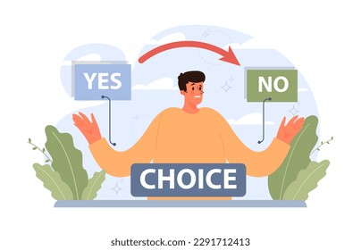 Neophobia, fear of anything new. Fixed mindset, negative emotion about changes and refuse to learn new things. Frustration and suppression. Flat vector illustration