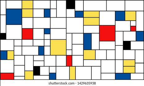 Neoplasticism (Piet Mondrian) Imitation Pattern. Vector Background Texture.