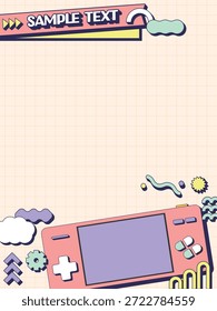 Un fondo neo-pop con consolas de juegos portátiles y motivos tridimensionales