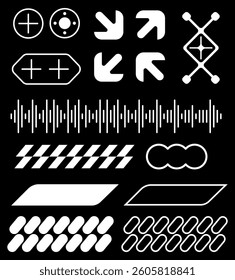 Neo-Tech Geometric Shapes Icons – Arrows, Circles, Squares, Barcode, Earth