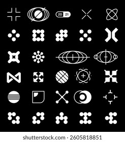 Neo-Tech Geometric Shapes Icons – Arrows, Circles, Squares, Barcode, Earth