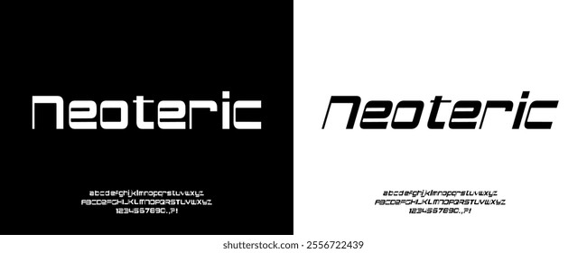 Neoteric font is Minimal modern logo alphabet fonts. Typography minimalist urban sana serif digital fashion future creative logos fonts. vector illustration