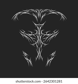 Neo-tribal tattoo symmetry, sigilism, futuristic Y2K with abstract shapes and intricate patterns — perfect for logos, body tattoos, t-shirts, and decorations.